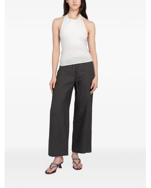 Amomento Black Drawstring Linen Trousers