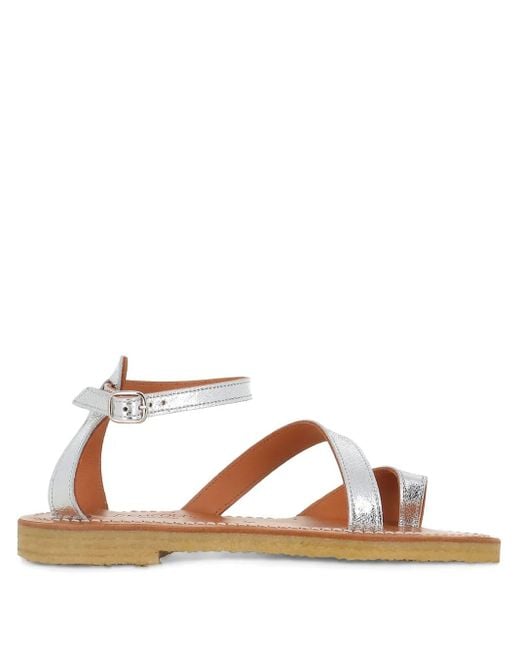 K. Jacques Brown Anaelle Metallic Strappy Sandals