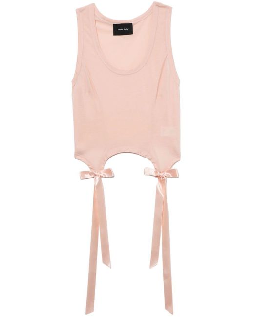 Simone Rocha Pink Bow And Ribbon-detail Cotton Vest