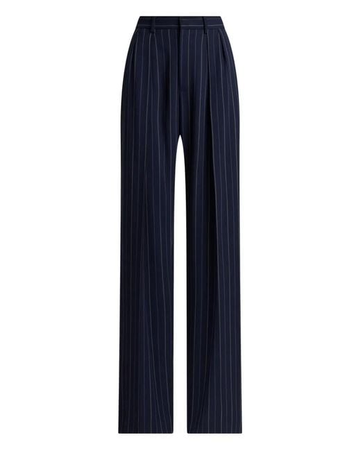 Ralph Lauren Blue Jody Striped Pleated Trousers