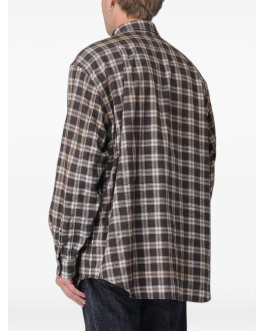 DSquared² Gray X Magliano Butch Check-Print Tie-Neck Shirt for men