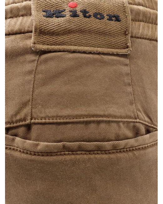 Kiton Natural Logo-Patch Trousers for men