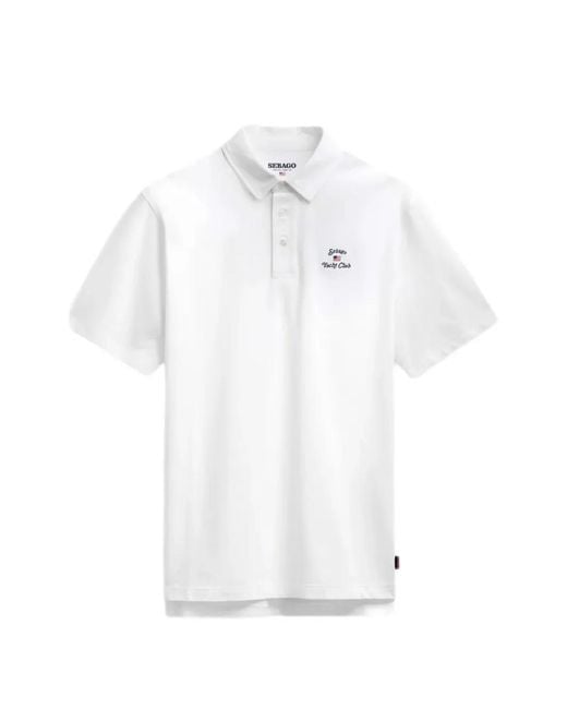 Sebago White Yacht Club Embroidered Polo Shirt for men