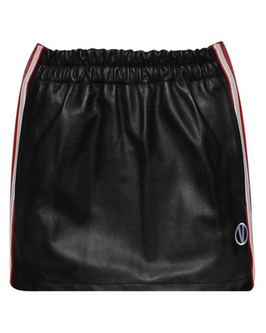 Vetements Black Logo-Embroidered Leather Mini Skirt