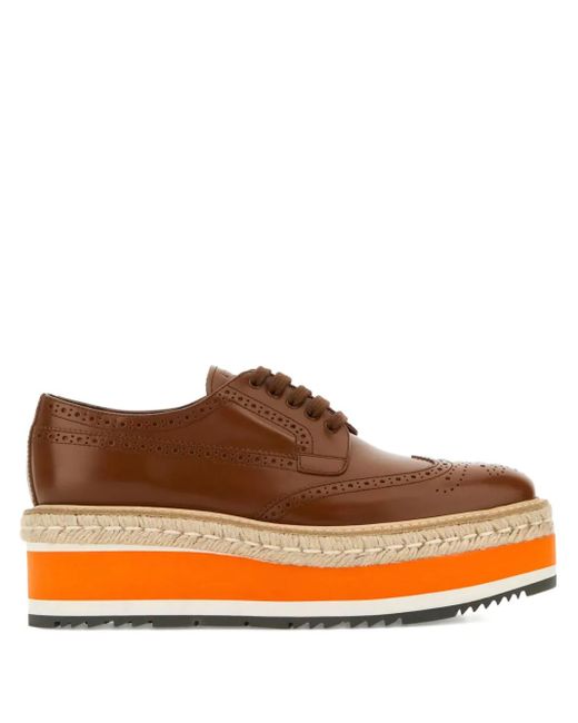 Prada Orange Leather Lace-Up Shoes