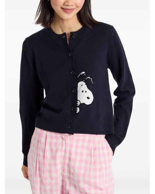 Chinti & Parker Blue X Peanuts Snoopy Peekabow Cardigan