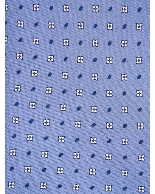 Canali Blue Spring Patterned Silk Tie for men