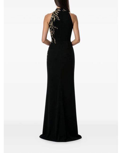 Saiid Kobeisy Black Halterneck Embellished Maxi Dress