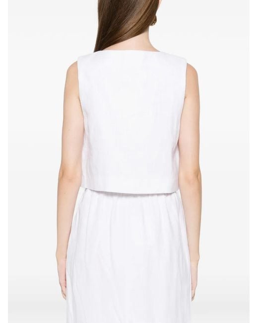 Posse White Rio Button Vest Top