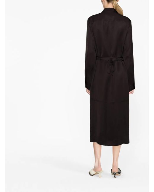 Jil Sander Black Single-breasted Belted-waist Coat