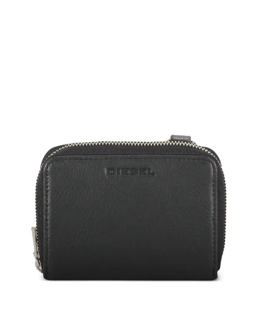 DIESEL Black Zip Leather Wallet for men
