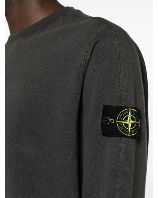 Stone Island Black Compass-badge Cotton Sweatshirt for men