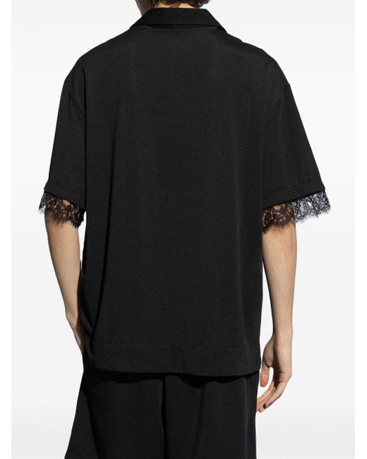DSquared² Black Lace-trim Short-sleeve Pajama Shirt for men