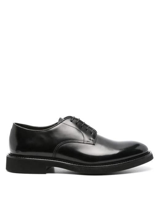 Doucal's Black Leather Derby Shoes for men