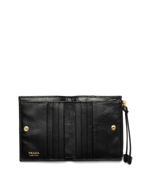 Prada Black Textured Leather Zip Wallet