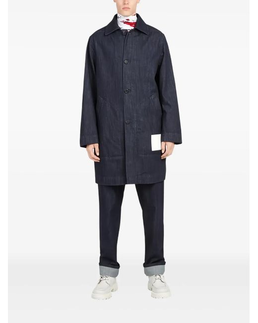 Ferragamo Blue Denim Buttoned Coat for men