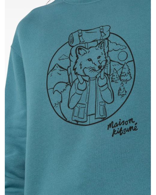 Maison Kitsuné Blue Rambling Fox Sweatshirt for men