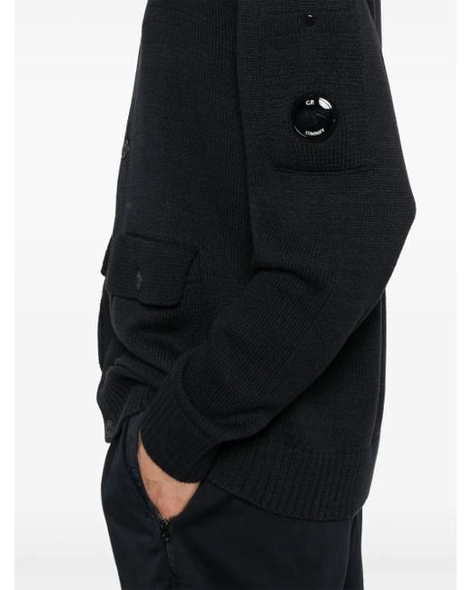 C P Company Lens-Detail Cardigan in Black für Herren