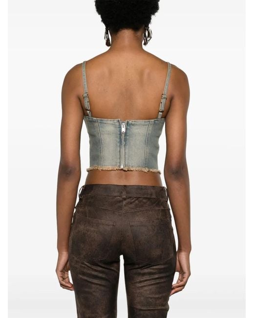 M I S B H V Gray Lara Denim Corset Top