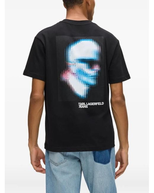 Karl Lagerfeld Black Logo-Print T-Shirt for men