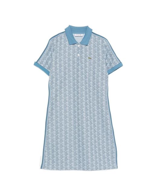 Lacoste Blue Polo-Collar Mini Dress