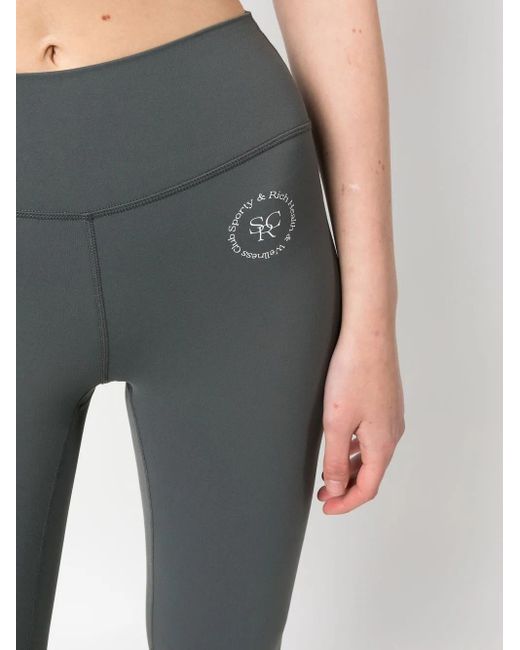 Sporty & Rich Gray Logo-Print Detail Leggings