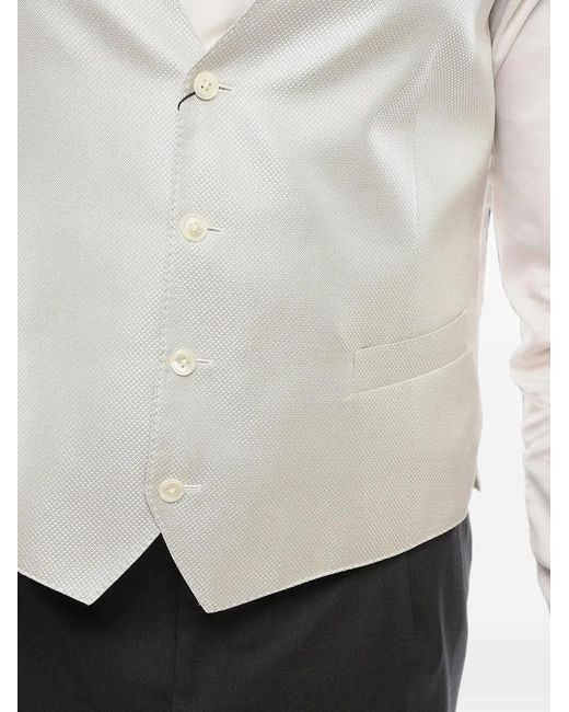 Corneliani White Silk Welt-Pocket Waistcoat for men