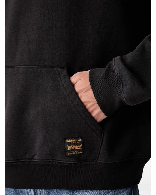 Levi's Black Logo-Patch Drawstring Hoodie for men