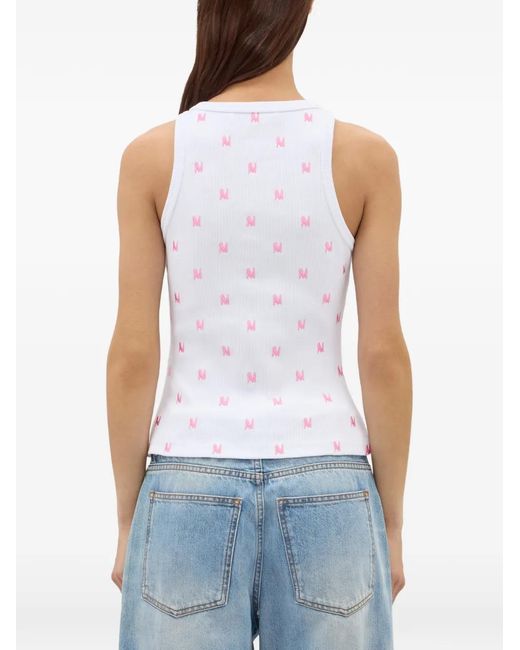 MSGM Top Met Monogram in het White