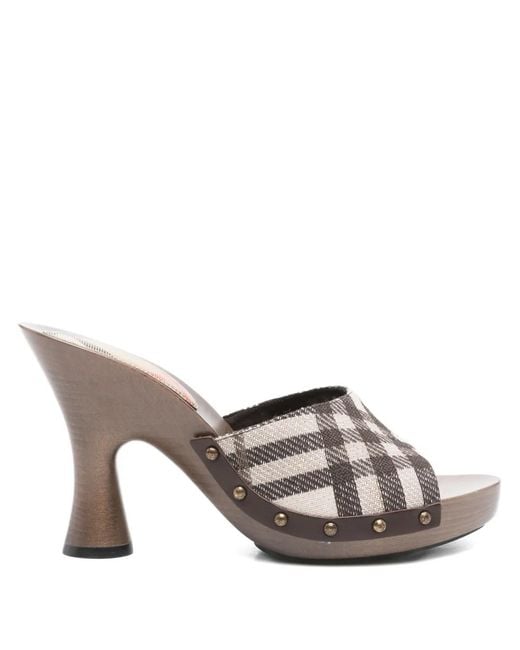 Burberry Gray Checked Studded Sandals