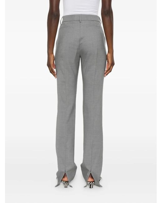 Sportmax Gray Virgin Wool Straight-Leg Trousers