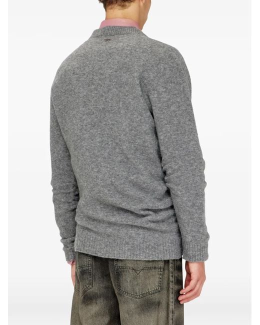 DIESEL Gray V-Neck Jumper for men