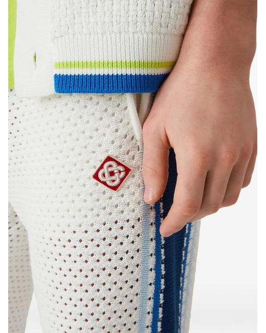 Casablanca White Side-Stripe Knitted Trousers for men