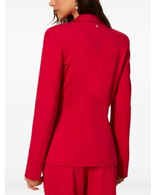 Twinset Red Blazer With Floral Brooch