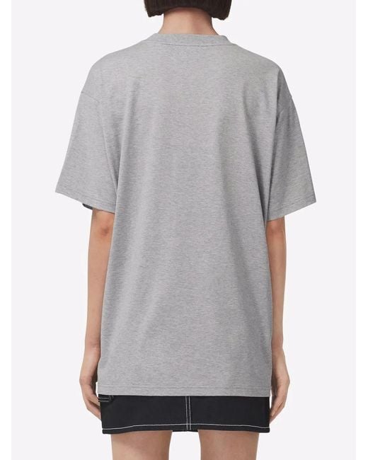 T-Shirt Con Taschino A Quadri di Burberry in Gray