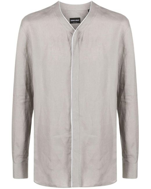 Armani collarless shirt outlet