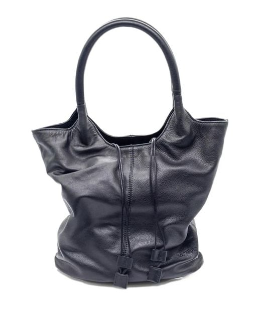 Vic Matié Blue Drawstring Leather Tote Bag