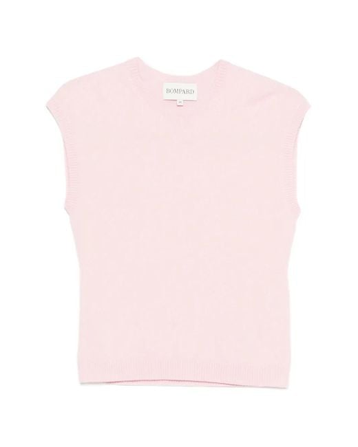 Bompard Pink Ribbed Sleeveless Top