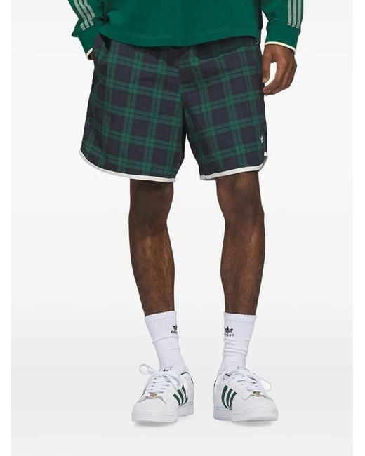 Adidas Green Plaid Track Shorts