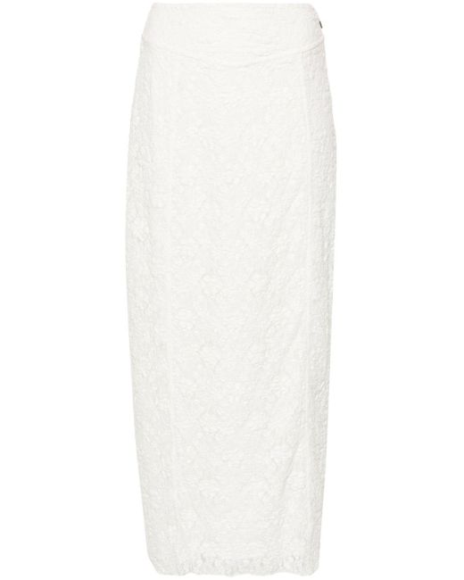 ROTATE BIRGER CHRISTENSEN White Floral-lace Mesh Maxi Skirt