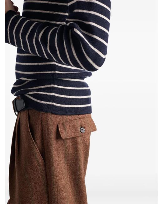 Prada Brown Wool Pinstripe Pants for men