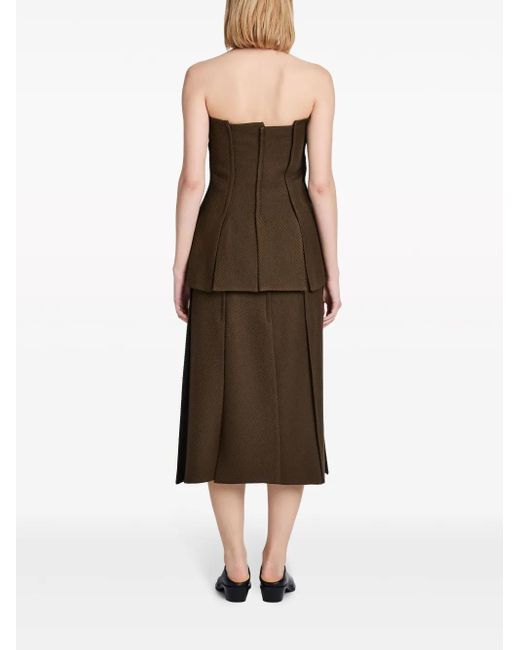 Proenza Schouler Brown High-Waist Twill Midi Skirt