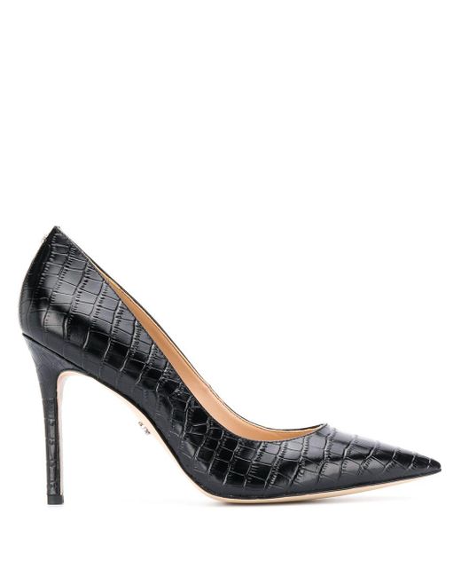 Sam Edelman Black Hazel Crocodile-effect Pumps