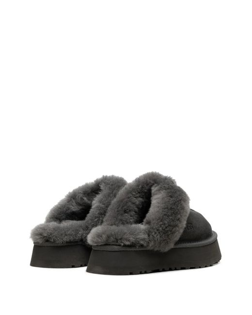 Ugg Black Disquette Shearling Platform Slippers