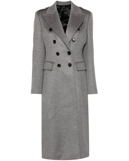 Tom Ford Gray Double-Breasted Coat