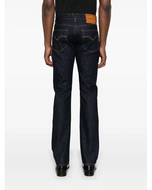 Versace Blue Mid-Rise Slim Cotton Jeans for men