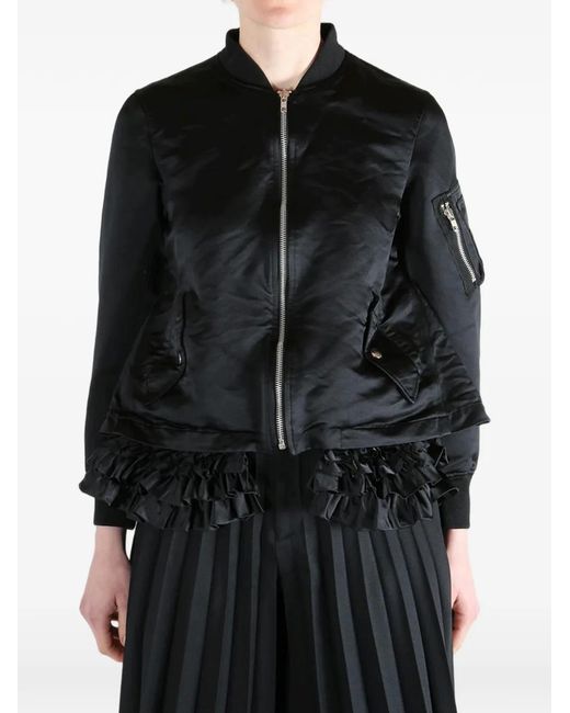 Comme des Garçons Black Ruffled Bomber Jacket