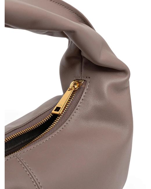Furla Gray Twisted-Handle Leather Tote Bag