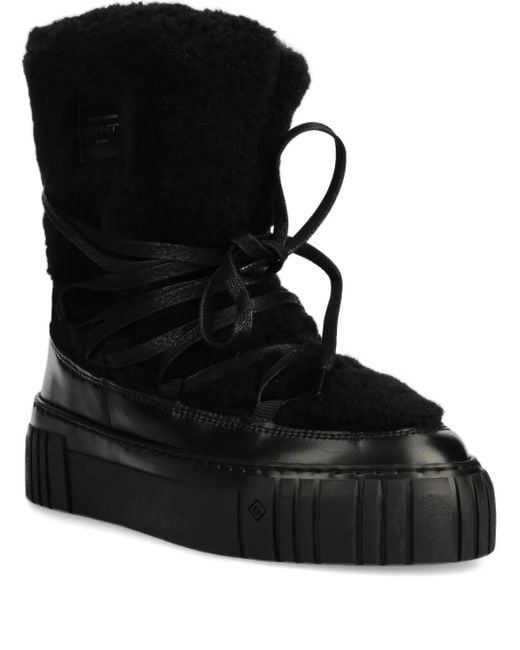Gant Black Shearling-Embellished Platform Boots