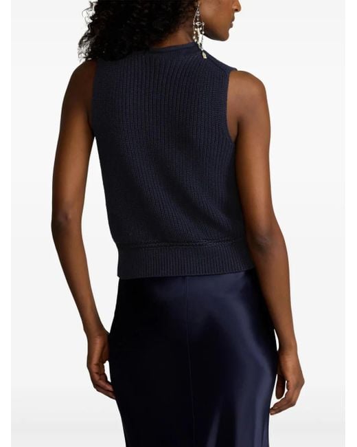 Ralph Lauren Blue Ribbed-Knit Top
